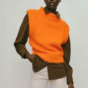 Zara wool and alpaca orange crop sweater